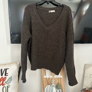 SO Women's Dark Brown V-Neck Sweater